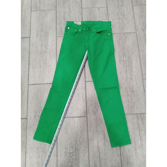 Polo Ralph Lauren Jeans Womens 26,Green Denim Pants Tompkins Skinny crop - Picture 2 of 7
